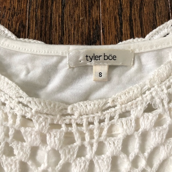 Tyler Boe Women’s S White Crewneck Midi/Knee Crocheted Sleeveless Dress w/Lining - Picture 4 of 10